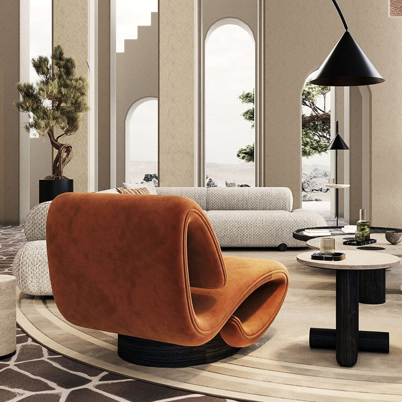Modern S-Shaped Leisure Chair – Metal Frame