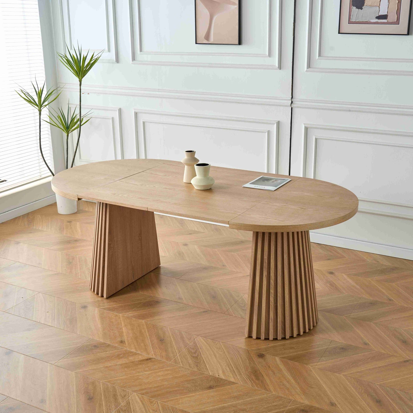 Modern Oval Oak Dining Set – 6 to 10 Seats