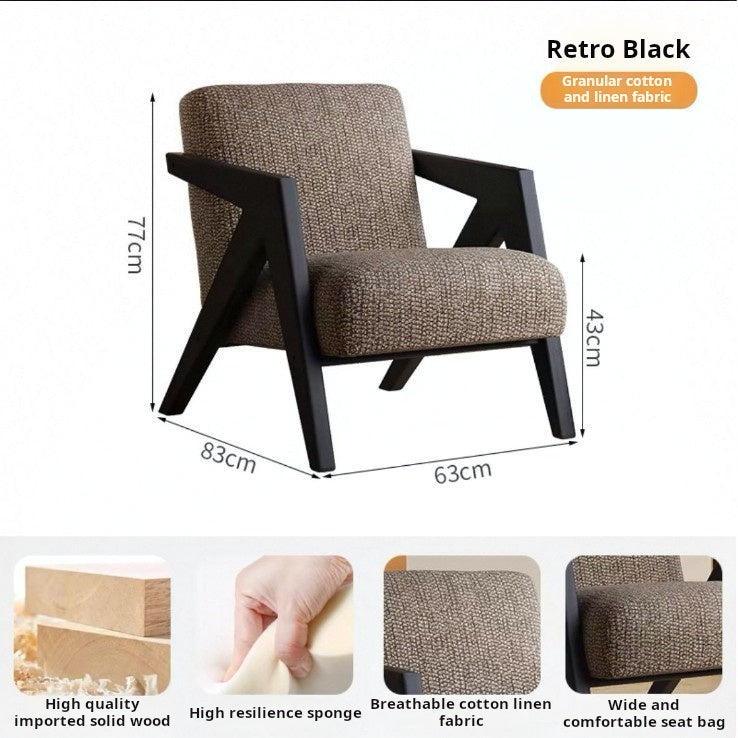 Solid Wood Armchair – Upholstered Lounge Seat