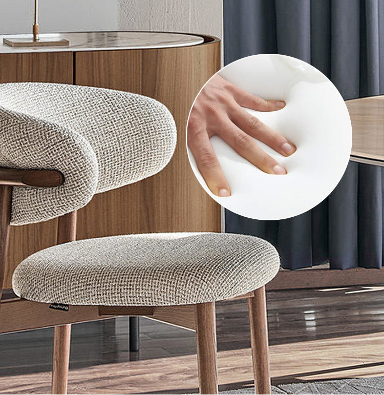 Nordic Solid Wood Dining Chair – Modern Fabric Design
