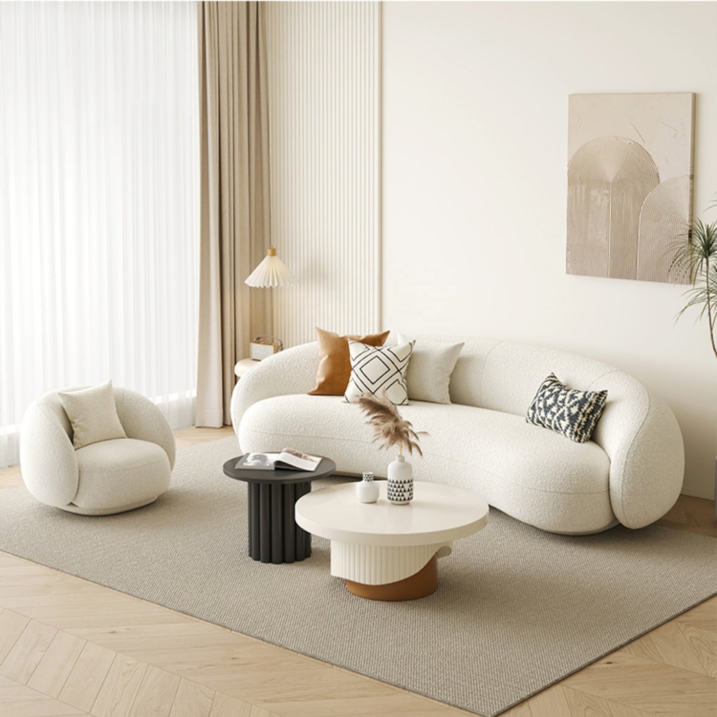 NOVA Modern Lambswool 2‑Seater Modular Sofa with Chaise