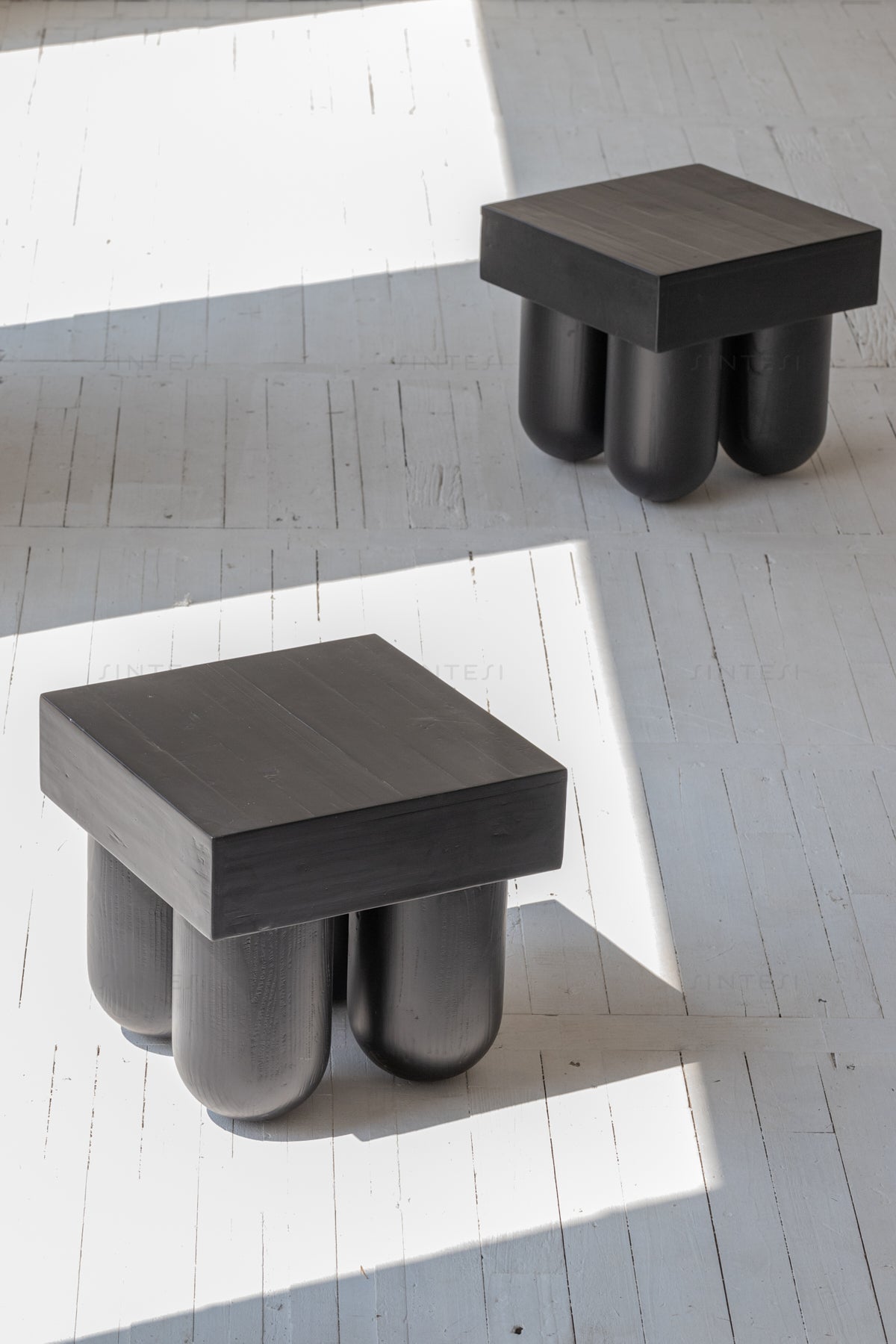 Modern European Wooden Coffee Table with Stool