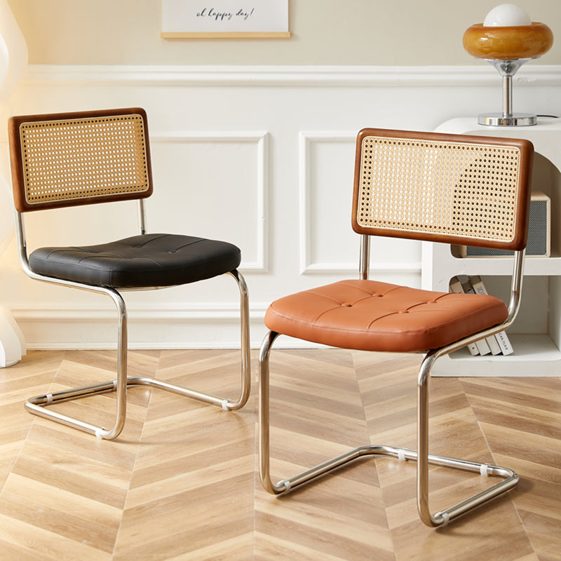 Ergonomic Rattan Chair with PU Cushion & Metal Legs