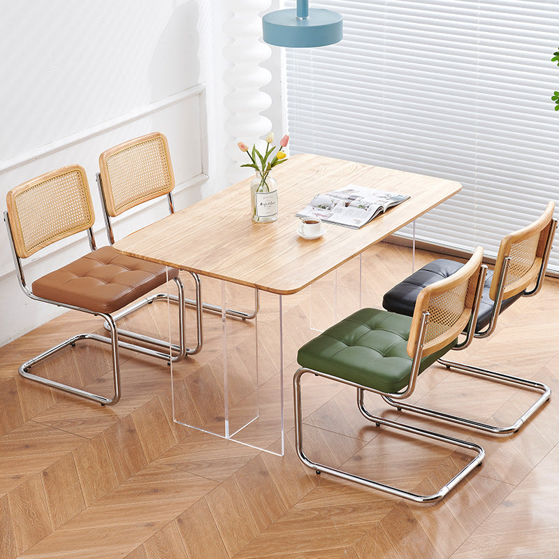 Ergonomic Rattan Chair with PU Cushion & Metal Legs