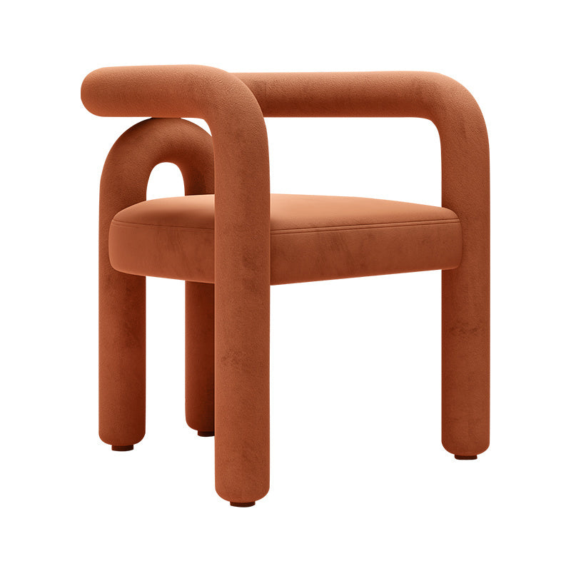 Mid-Century Orange Velvet Armchair – Wood Legs