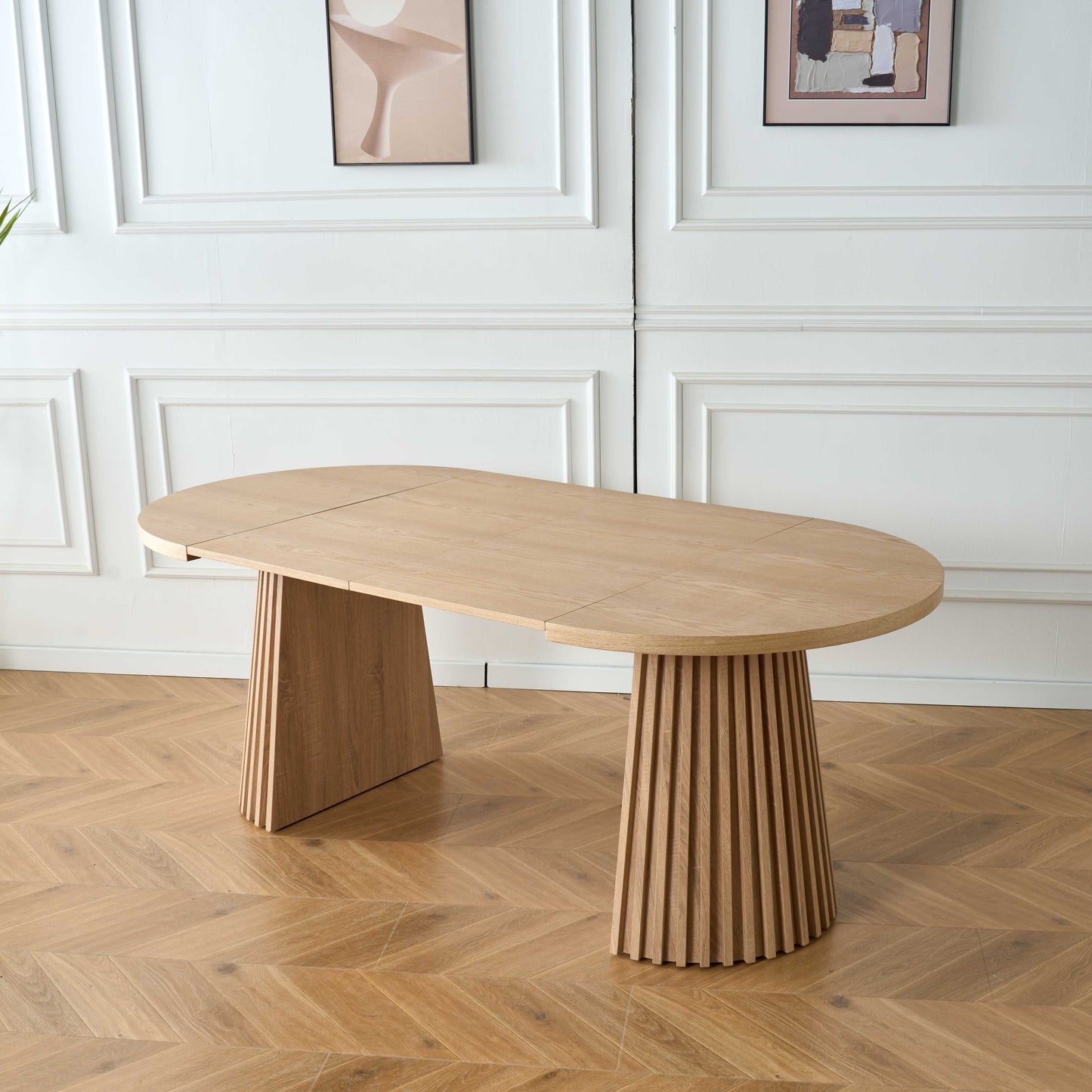 Modern Oval Oak Dining Set – 6 to 10 Seats