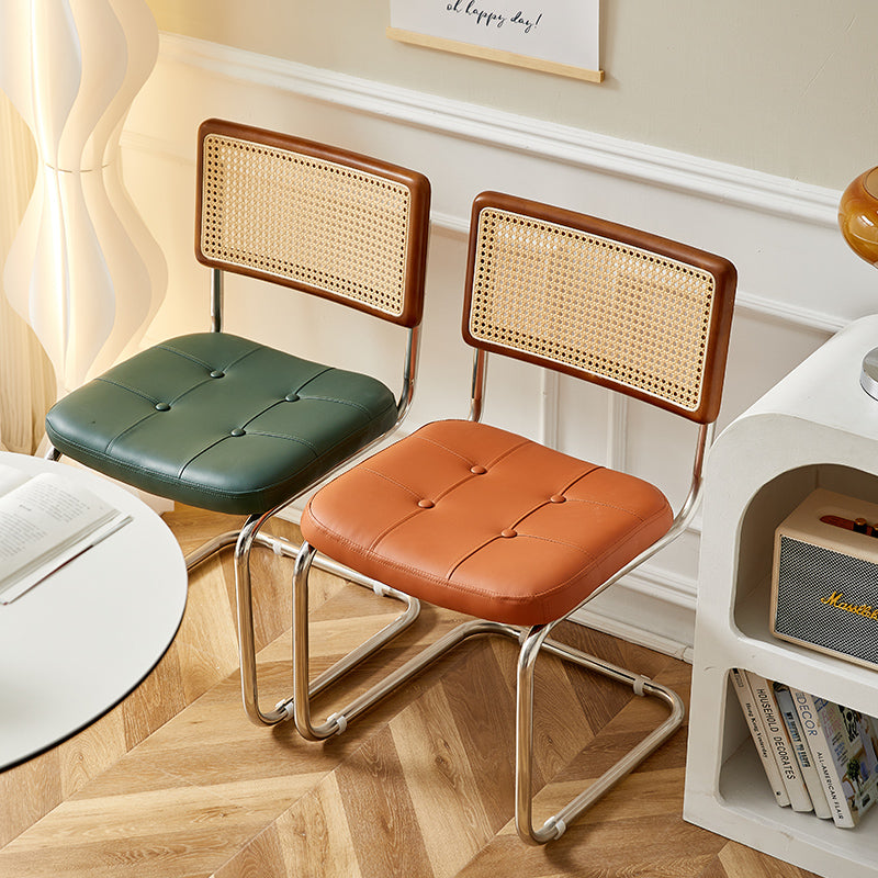 Ergonomic Rattan Chair with PU Cushion & Metal Legs