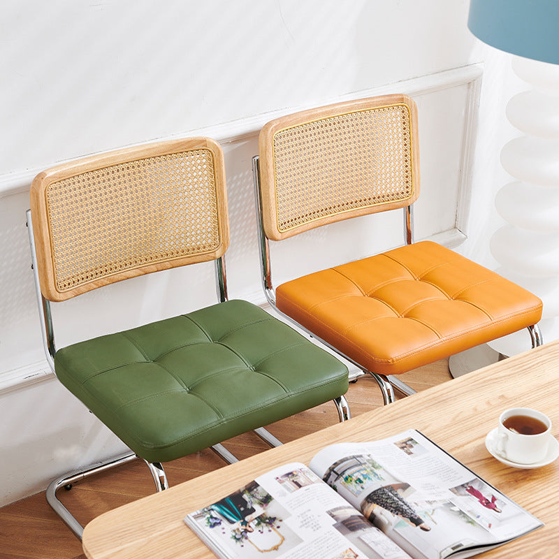 Ergonomic Rattan Chair with PU Cushion & Metal Legs