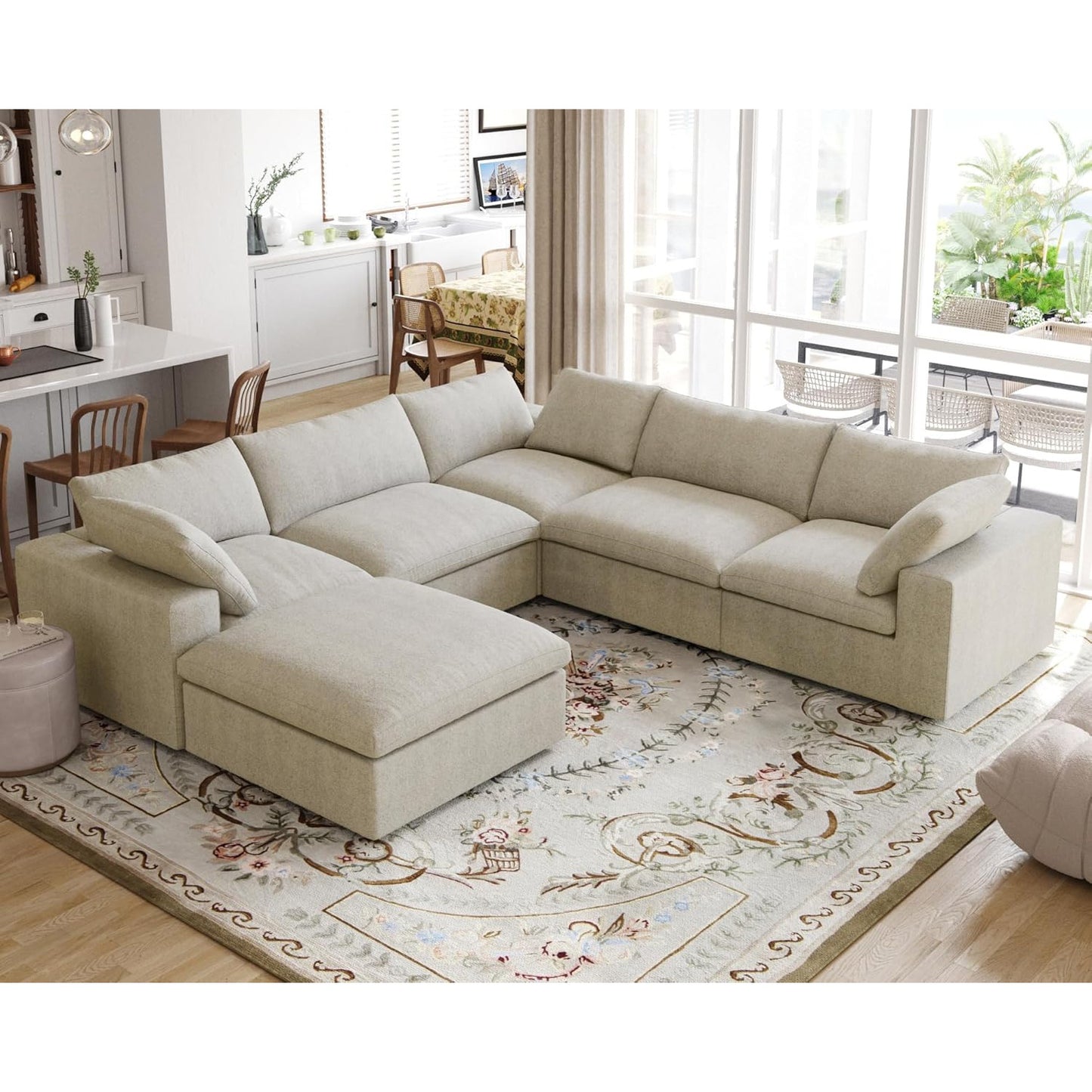 Custom White Sectional Sofa – Minimalist Feather Fabric
