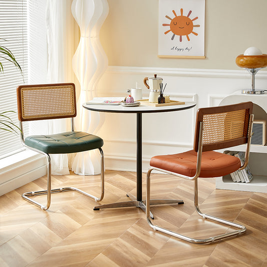 Ergonomic Rattan Chair with PU Cushion & Metal Legs