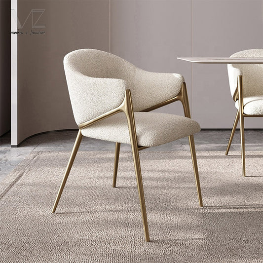 Modern European Dining Chair – Gold Stainless Steel Legs
