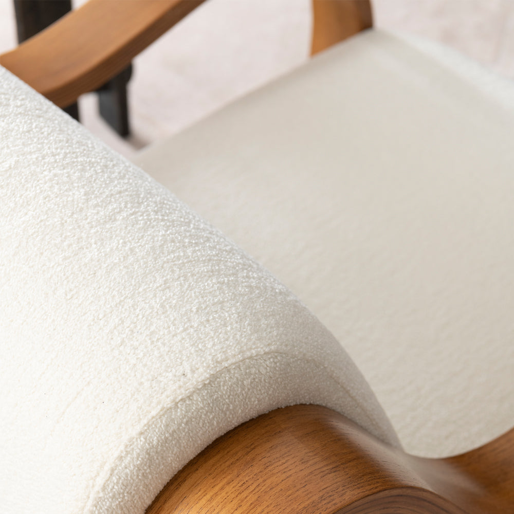 Nordic Single Sofa Chair – Cream Fabric & Wood Frame