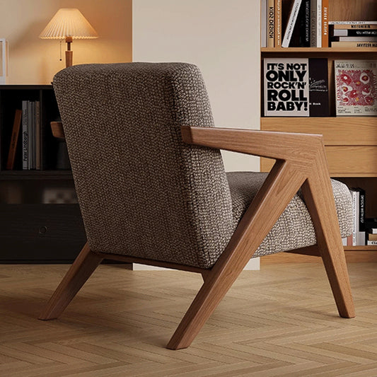 Solid Wood Armchair – Upholstered Lounge Seat