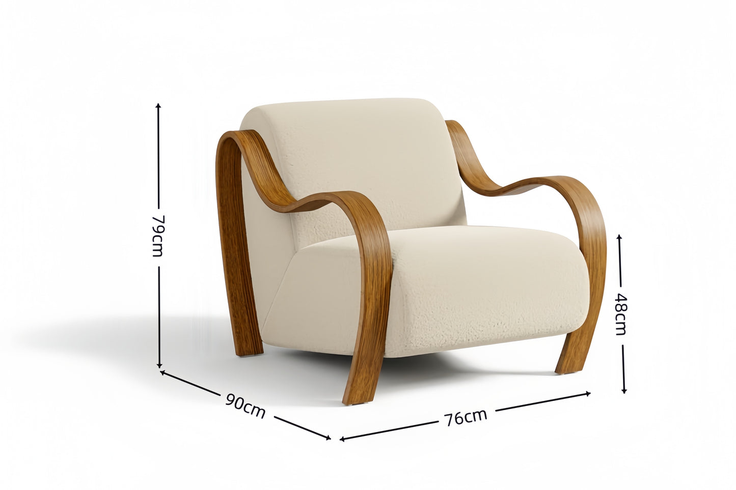 Nordic Single Sofa Chair – Cream Fabric & Wood Frame