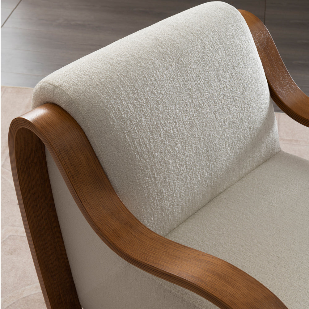 Nordic Single Sofa Chair – Cream Fabric & Wood Frame