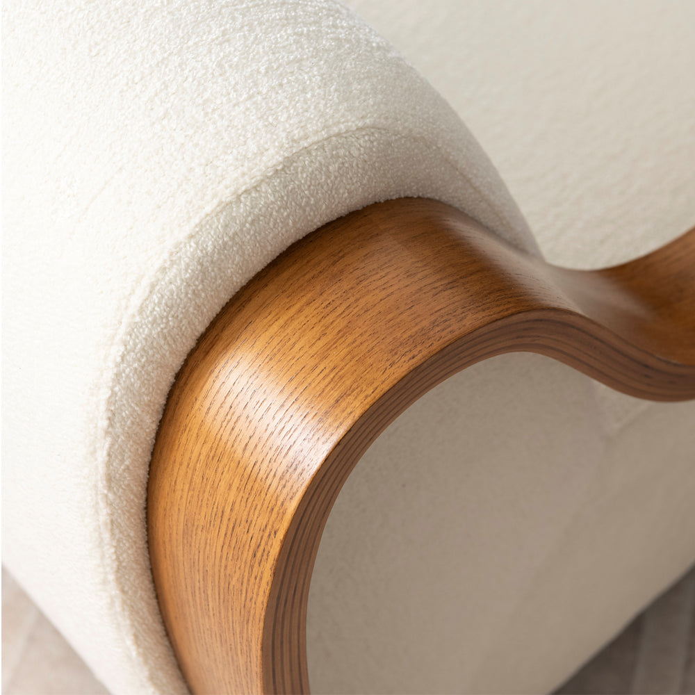Nordic Single Sofa Chair – Cream Fabric & Wood Frame